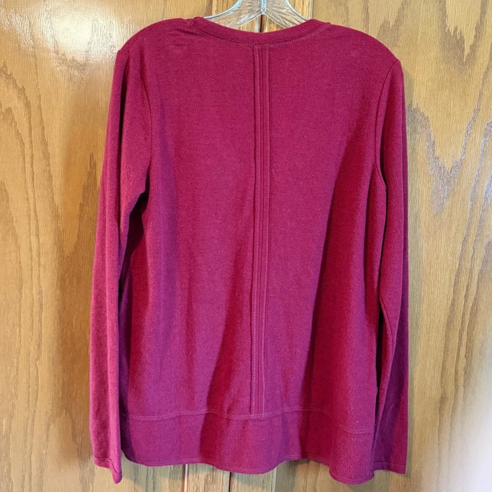 NEW H by bordeaux Large V-Neck Pullover Sweater Crimson Red Long Sleeve‎ Top